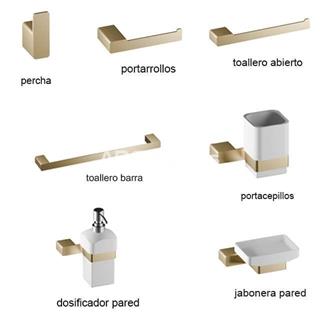 Accesorios de baño en oro cepillado modelo HERA - Imagen 1
